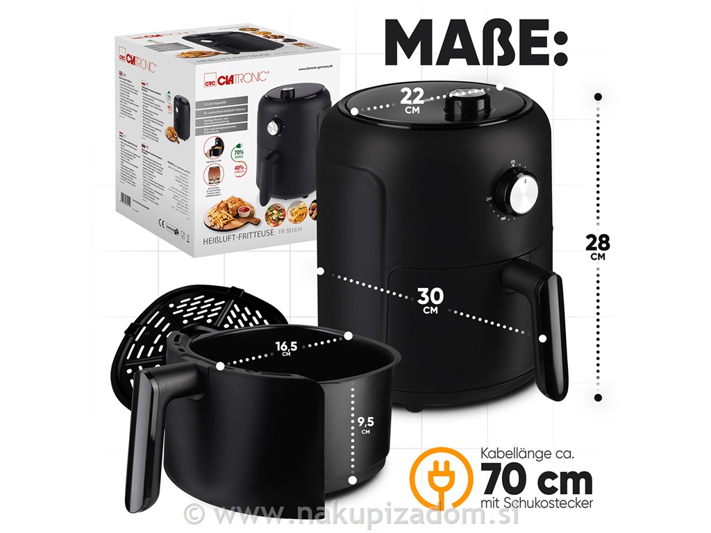 Cvrtnik na vroči zrak CLATRONIC FR3816H, 2,5 l