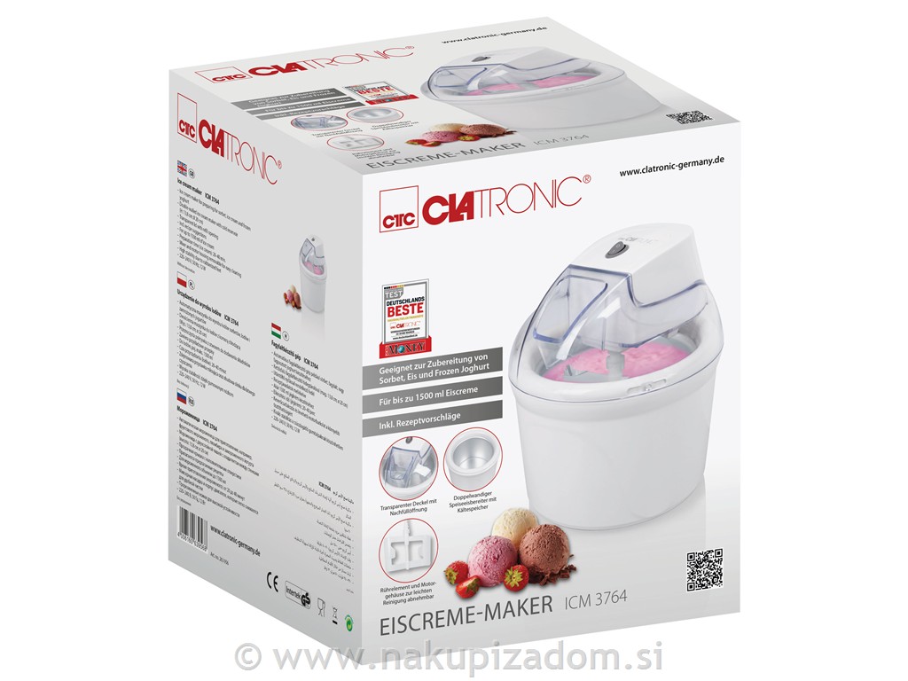 Aparat za pripravo sladoleda Clatronic ICM3764, 1,5 l