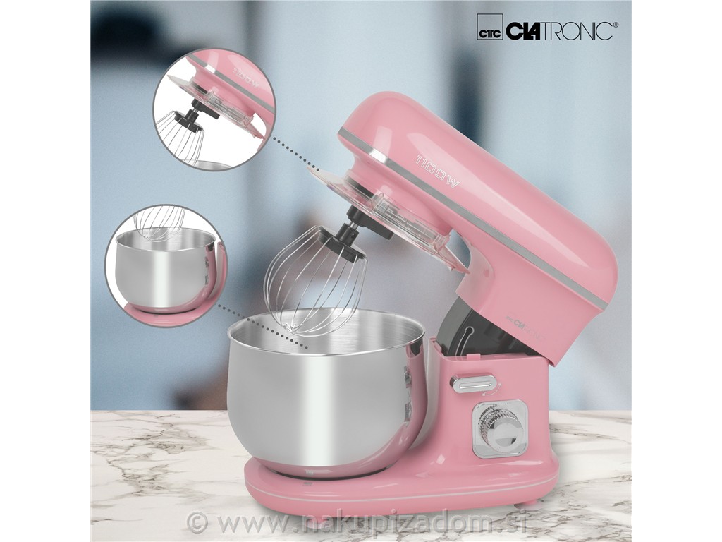 Kuhinjski robot CLATRONIC KM3711P, 1100 W, v roza barvi
