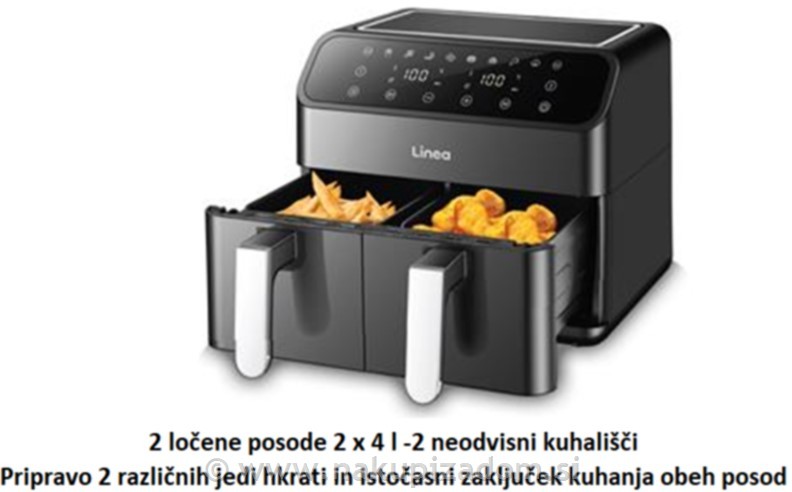 Dvojni cvrtnik na vroči zrak LINEA LAFD-0657, 8L, 2000 W