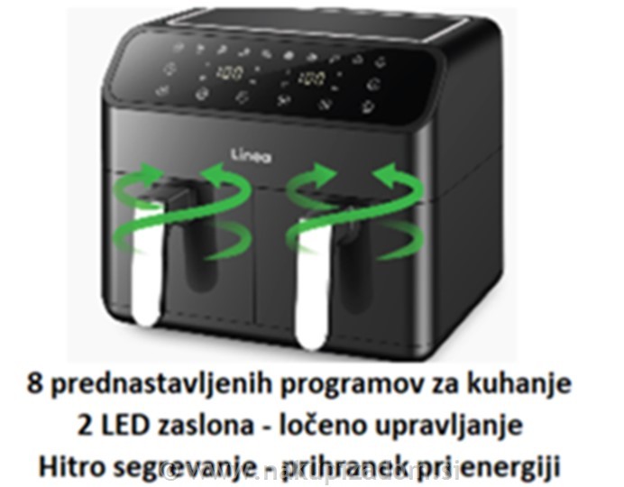 Dvojni cvrtnik na vroči zrak LINEA LAFD-0657, 8L, 2000 W