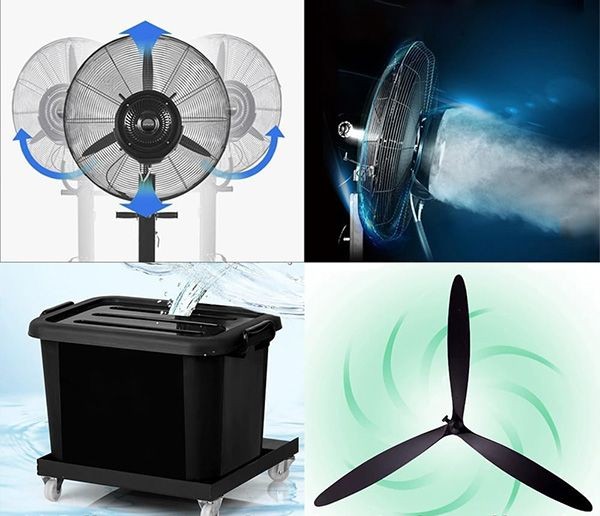 Stoječi ventilator z razpršilcem vode, 41l