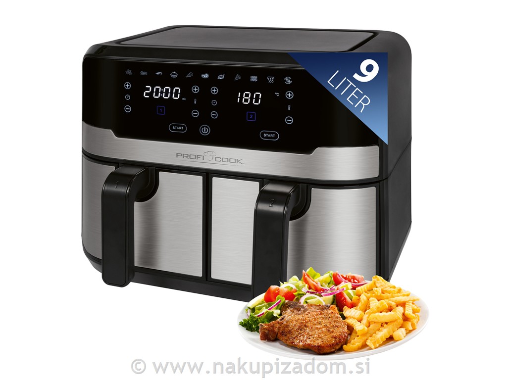 Dvojni cvrtnik na vroči zrak PROFI COOK PC-FR1242H, 9L, 2400