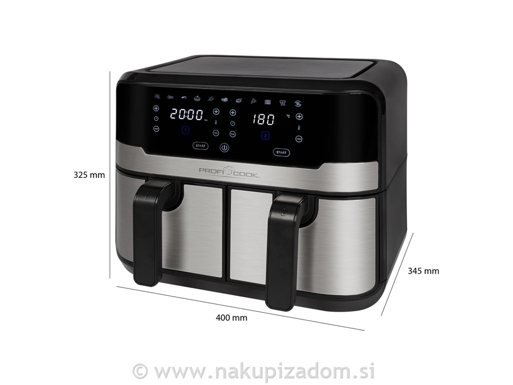 Dvojni cvrtnik na vroči zrak PROFI COOK PC-FR1242H, 9L, 2400
