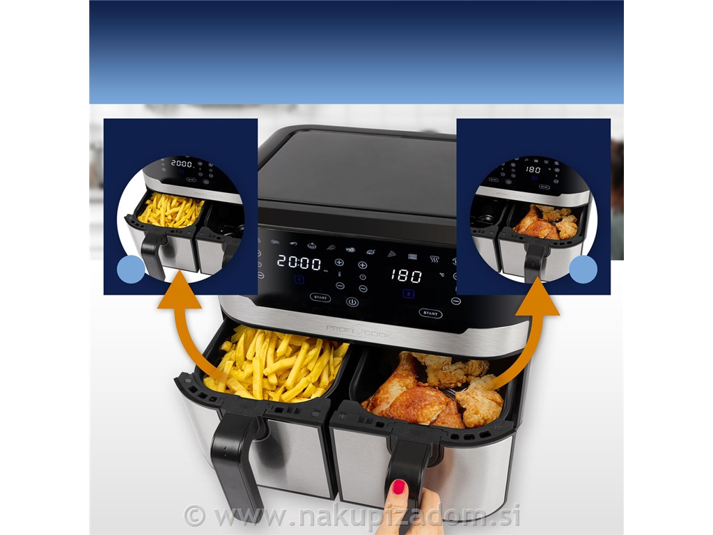 Dvojni cvrtnik na vroči zrak PROFI COOK PC-FR1242H, 9L, 2400