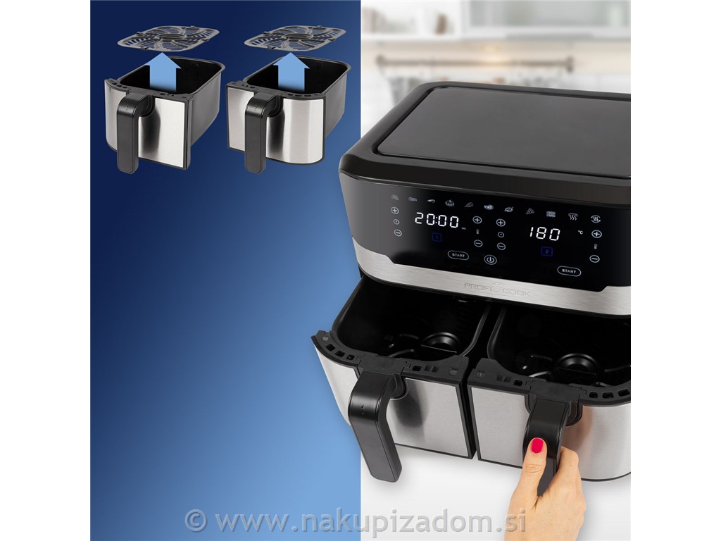 Dvojni cvrtnik na vroči zrak PROFI COOK PC-FR1242H, 9L, 2400