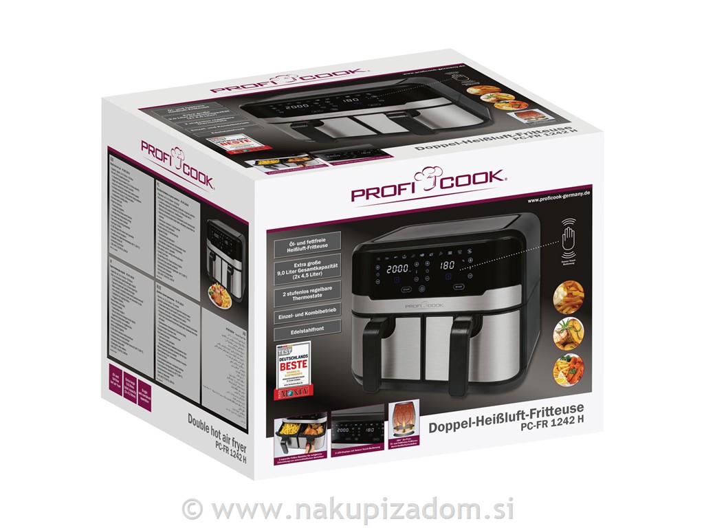 Dvojni cvrtnik na vroči zrak PROFI COOK PC-FR1242H, 9L, 2400