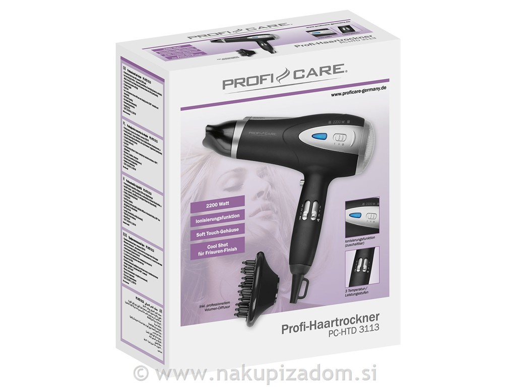 Sušilnik las ionski PROFI CARE PC-HTD3113, 2.200 W