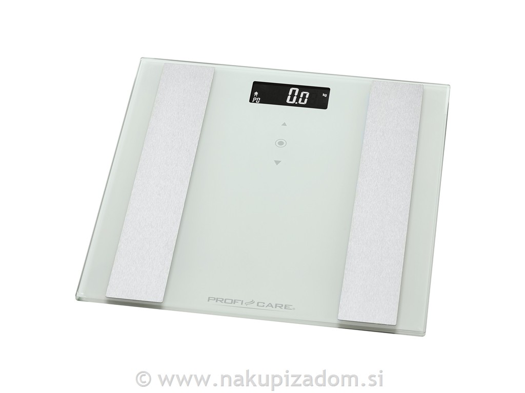 Steklena osebna tehtnica 8v1 Profi Care,bela, do 180 kg
