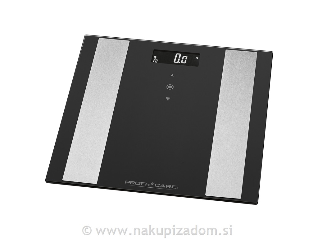 Steklena osebna tehtnica 8v1 Profi Care,črna, do 180 kg