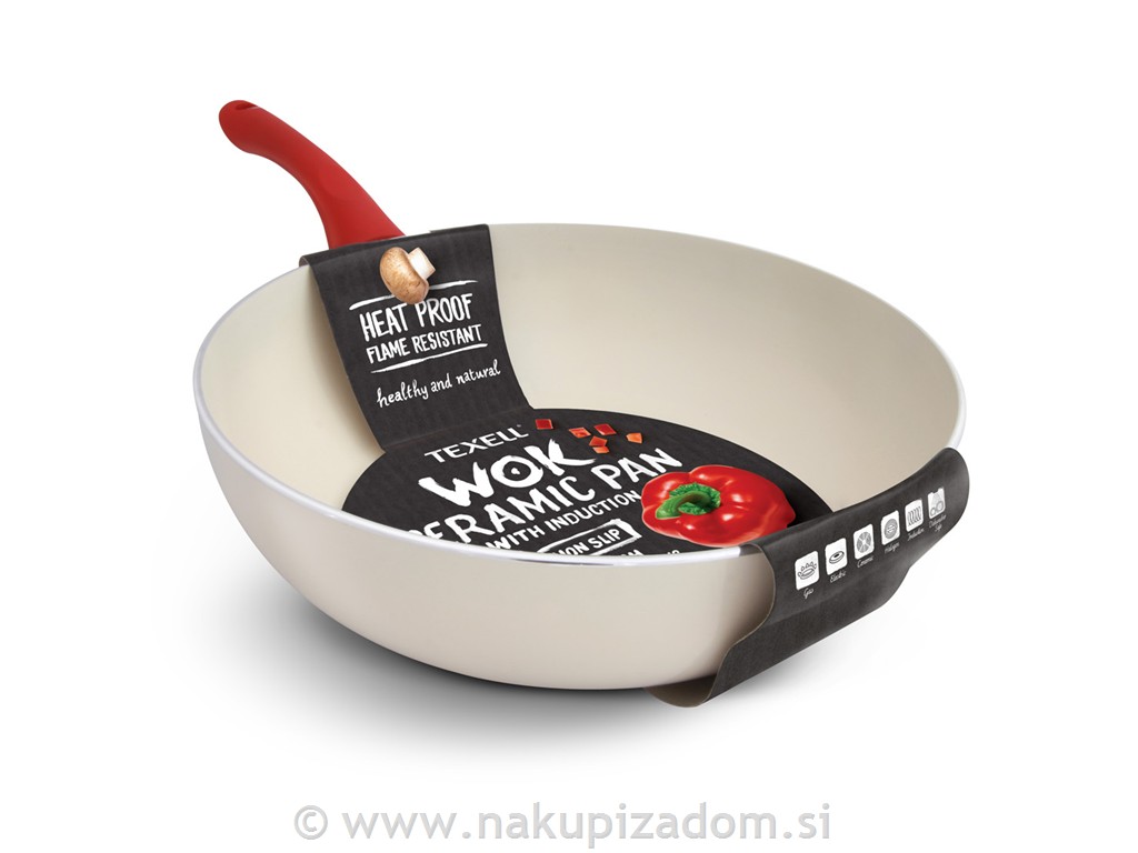 Ponev wok TEXELL CERAMIC PAN TPC-W28, 28 cm