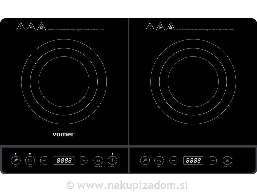 Indukcijski kuhalnik dvojni VORNER VIP2-0637, 3500W