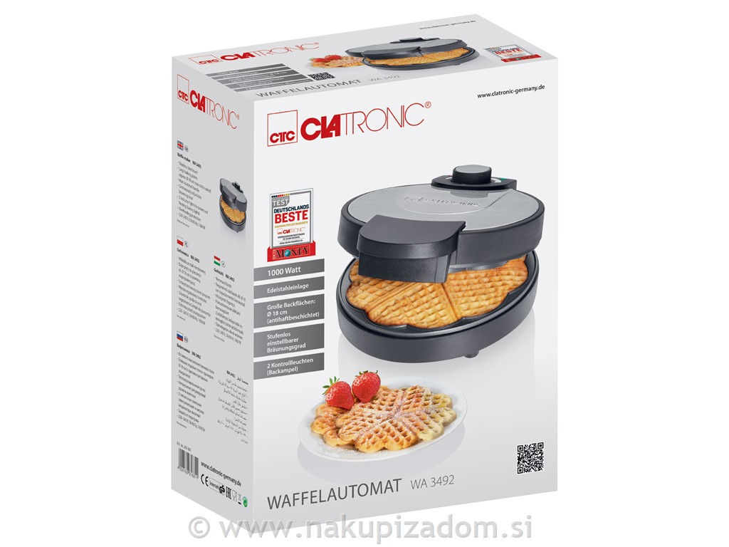Aparat za peko vafljev CLATRONIC WA3492, 1000 W